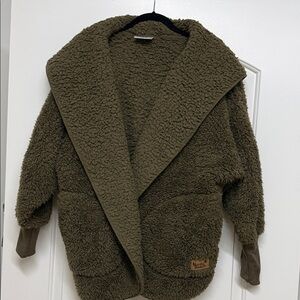 Cozy Dark Olive Teddy Jacket